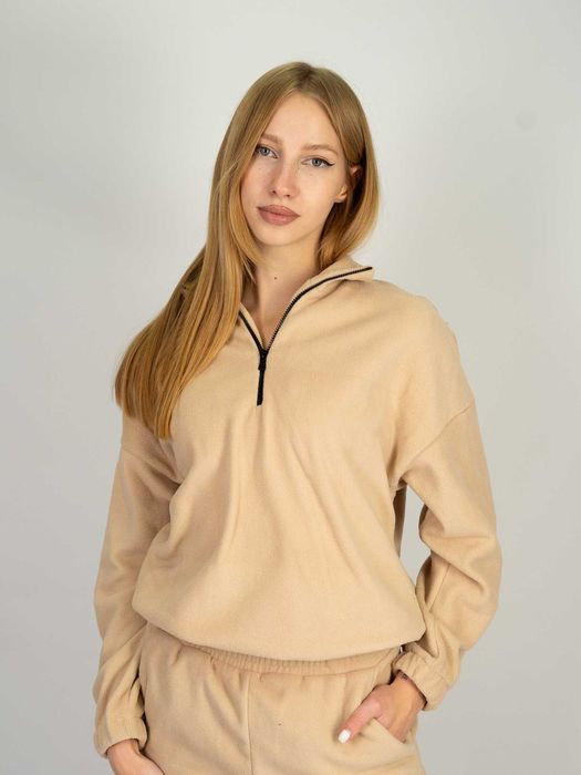 Костюм жіночий флісовий бежевий женский костюм флис зима