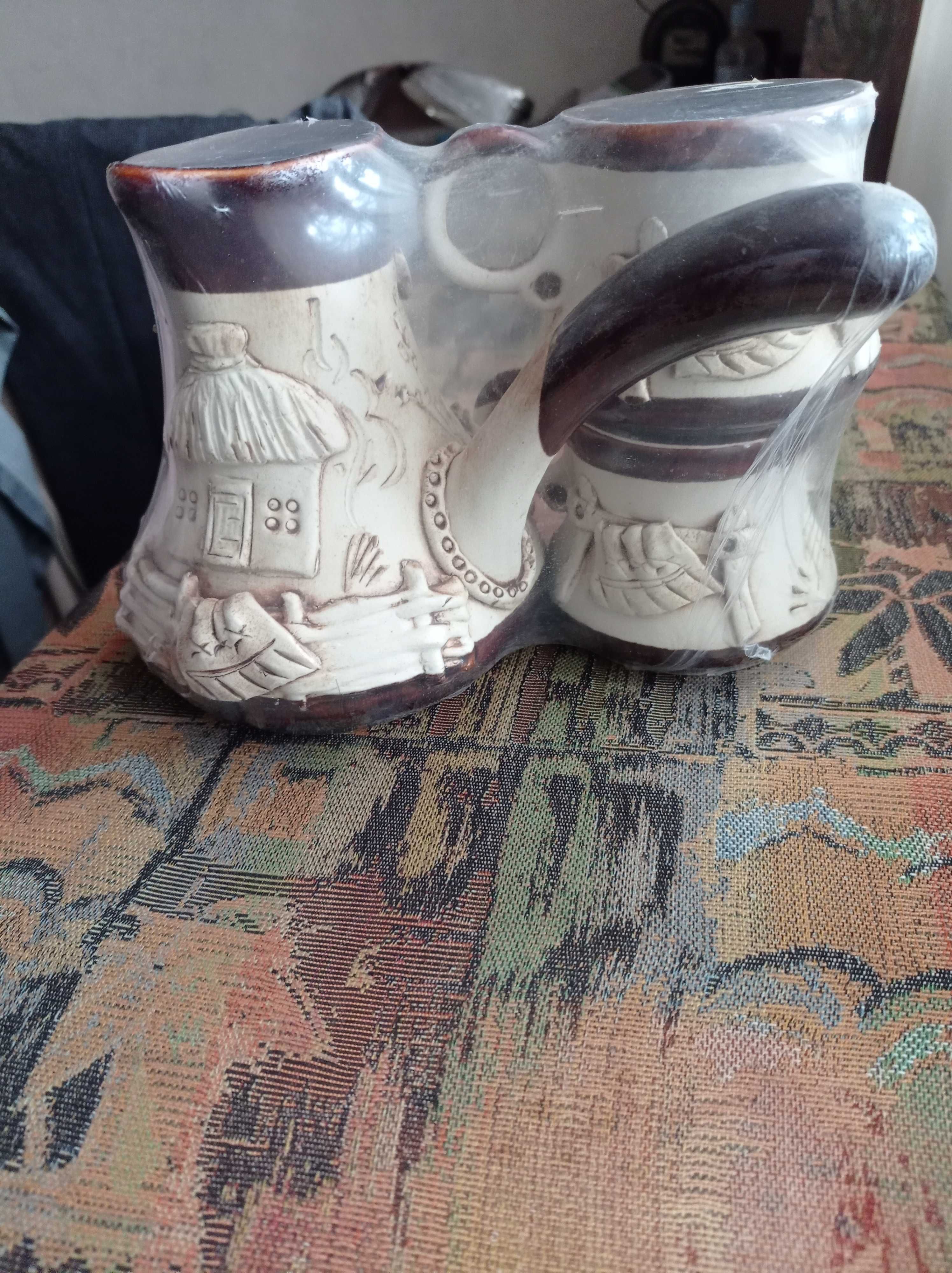 Кофейный глиняный набор (турка и две чашки)
