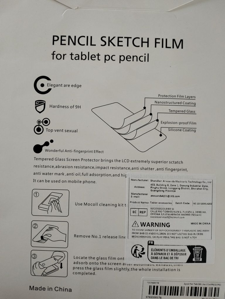 2 Películas protetoras "Pencil Sketch Film" para Tablet Samsung S6 Lit
