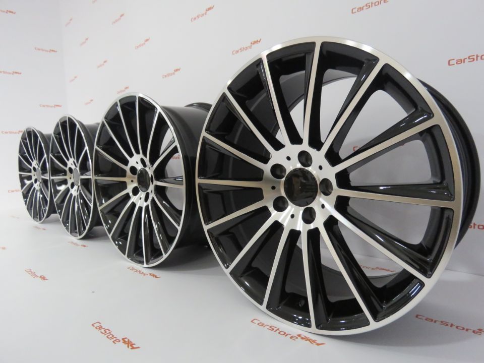 Jantes Look Mercedes Turbine 18x7.5 ET44 + 8.5 ET33 5x112 Black Machin