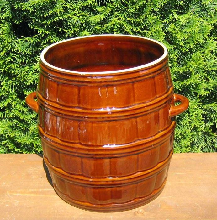 Duża beczka do kiszenia ogórków kapusty warzyw kamionkowa 5l brąz