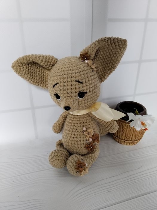 Вязанные игрушки. Лисенок Фенек. Кошечка.