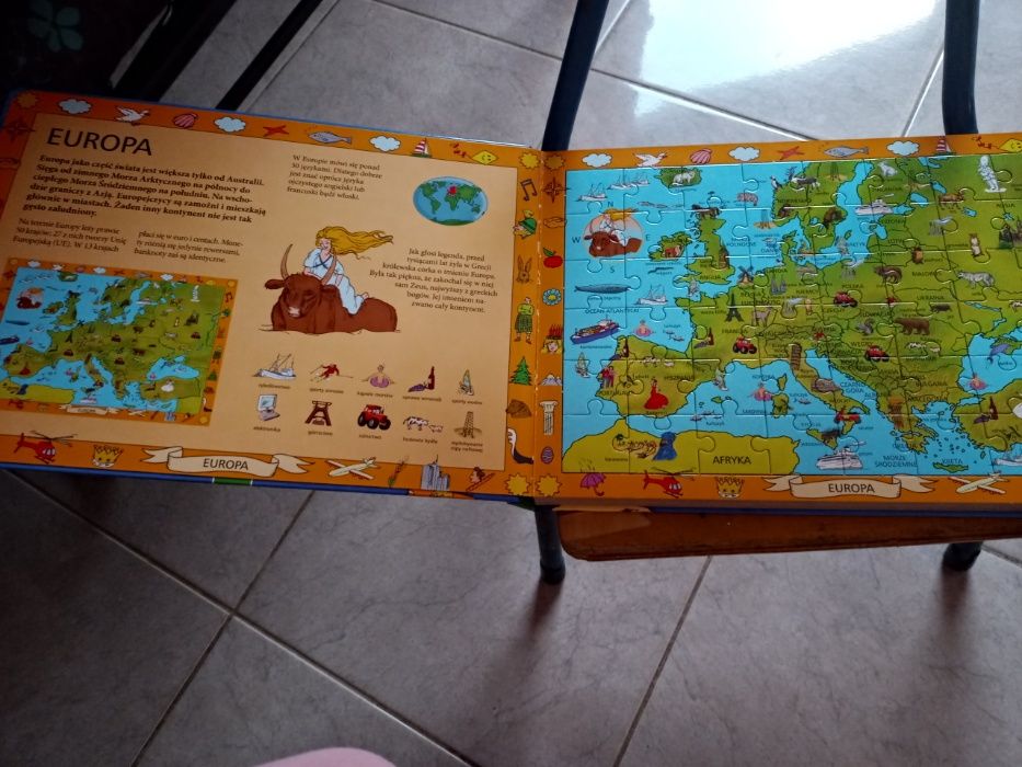 książka puzzle kraje opisy jakie zwierzęta żyją na danym kontynencie