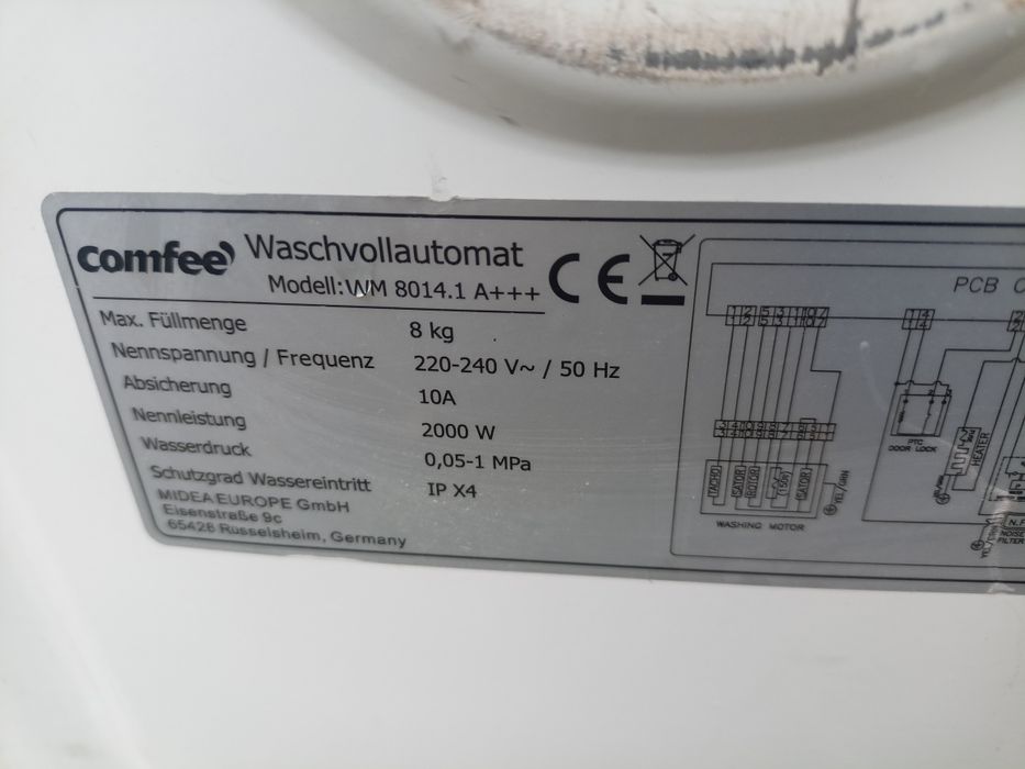 sprzedam pralkę comfee Amica 8 kg 1400 obr+++