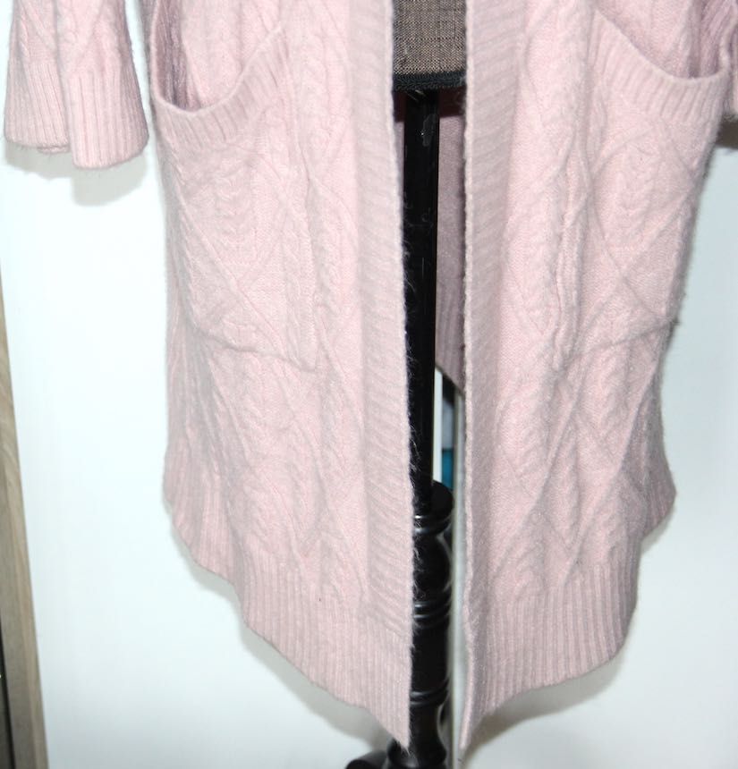 różowy pudrowy róż sweter kardigan s m xs ochnik