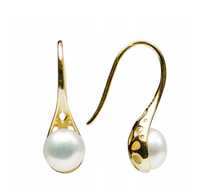 Prezent na Dzień Matki.Srebrne,złocone kolczyki z certyfikowana perła
