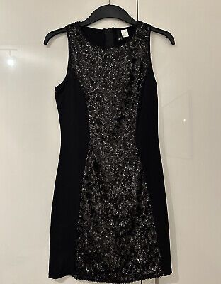 Платье черное мини с пайетками H&M Divided Black Sequin размер s