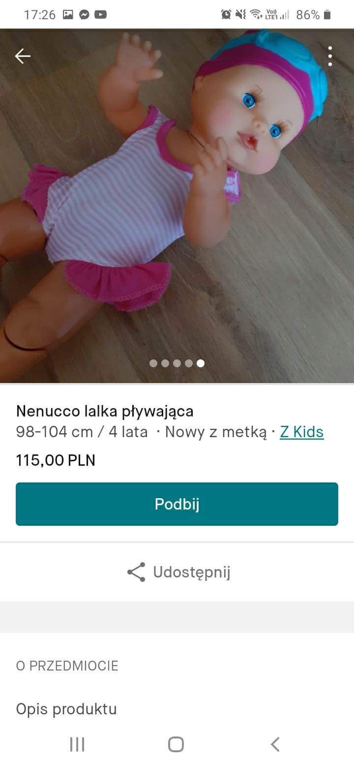 Nenuco lalka pływająca