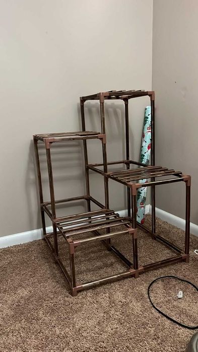 Kwietnik stojak na kwiaty drewniany narożny na 4 doniczki naturalny