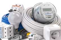 Variedade de material eléctrico como novo