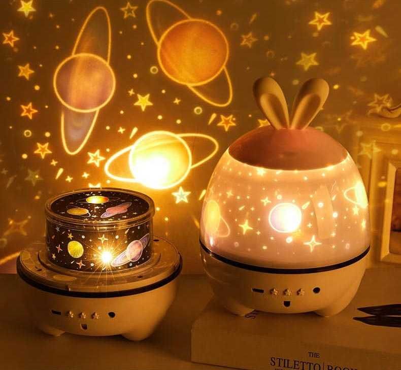 PROJEKTOR GWIAZD dla dzieci LAMPKA NOCNA led KOSMOS królik 3W1 muzyka