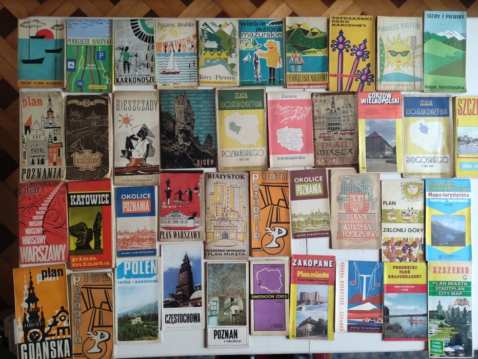 Mapy Polski PRL miast i krain geograficznych