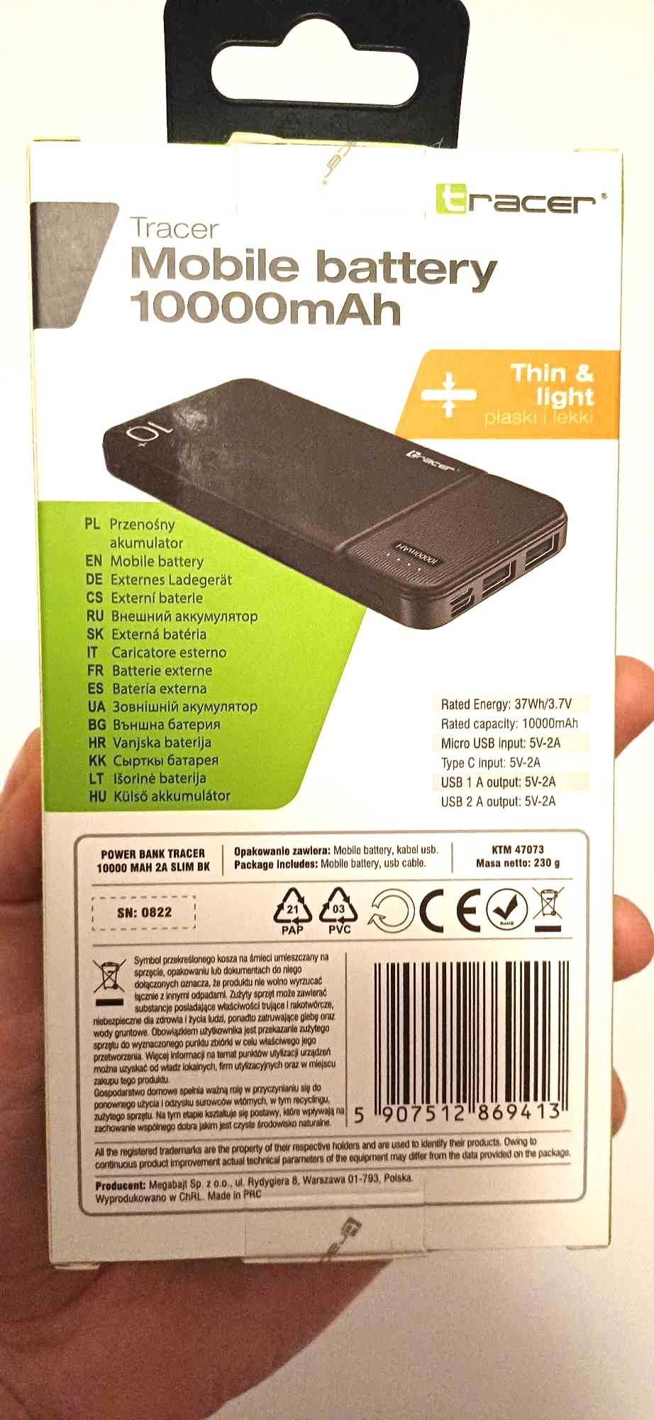 PowerBank TRACER Mobile battery 10000mAh _ 2x USB