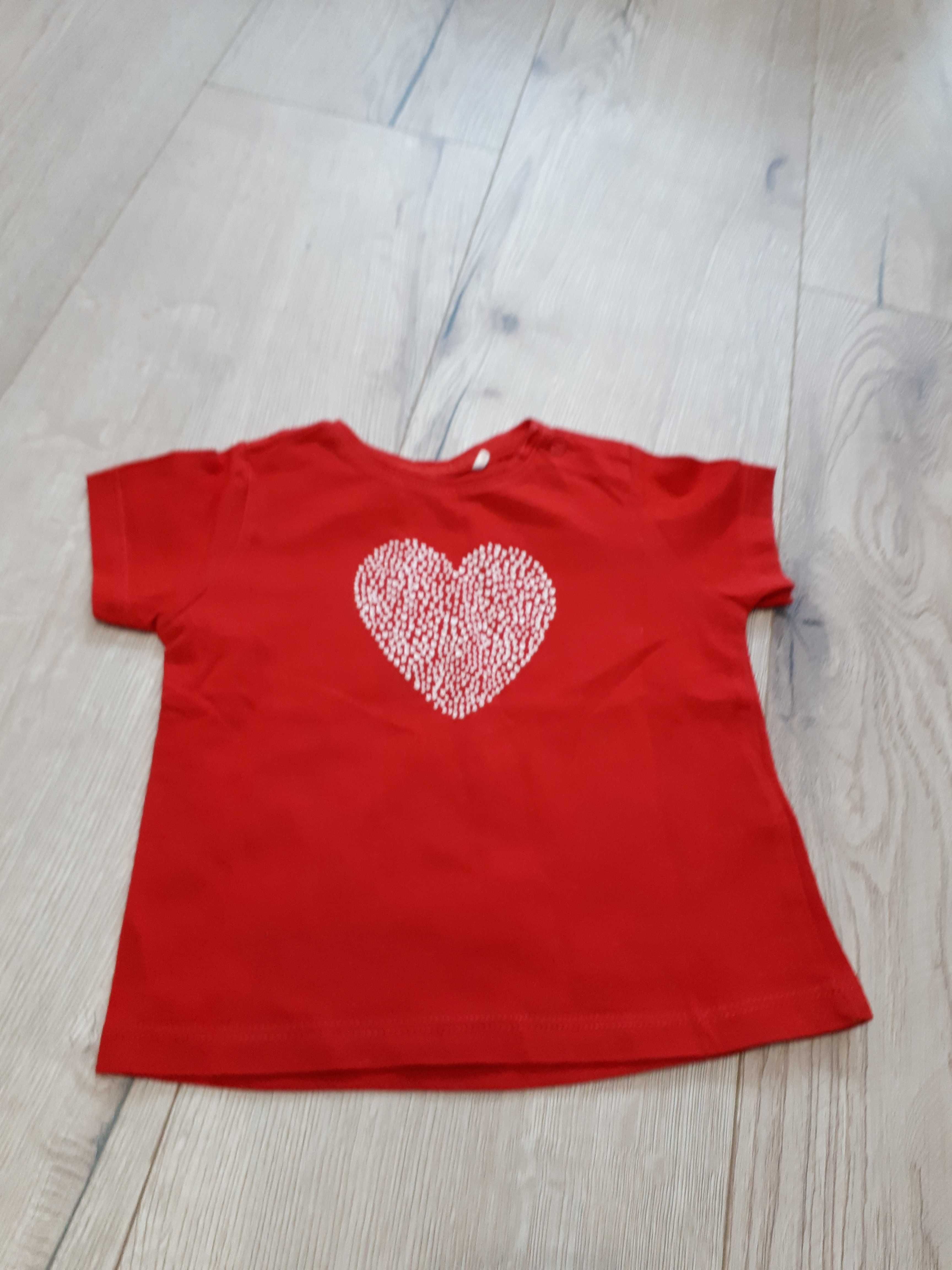 T-shirt dziewczęcy, czerwony, serce 68