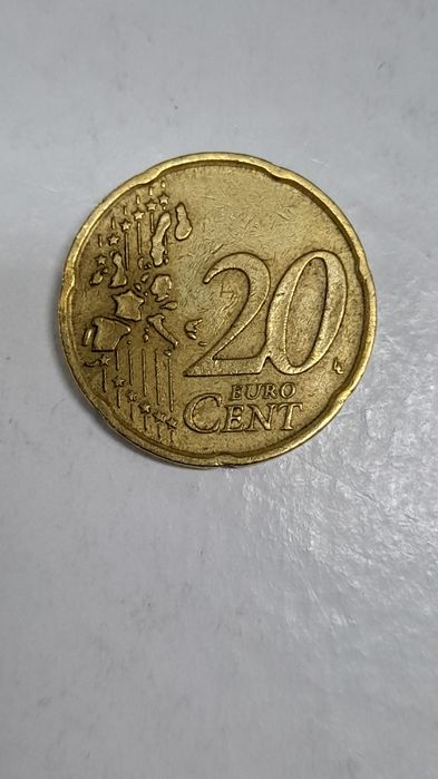 Moeda de 20 centimos de Italia 2002 rara