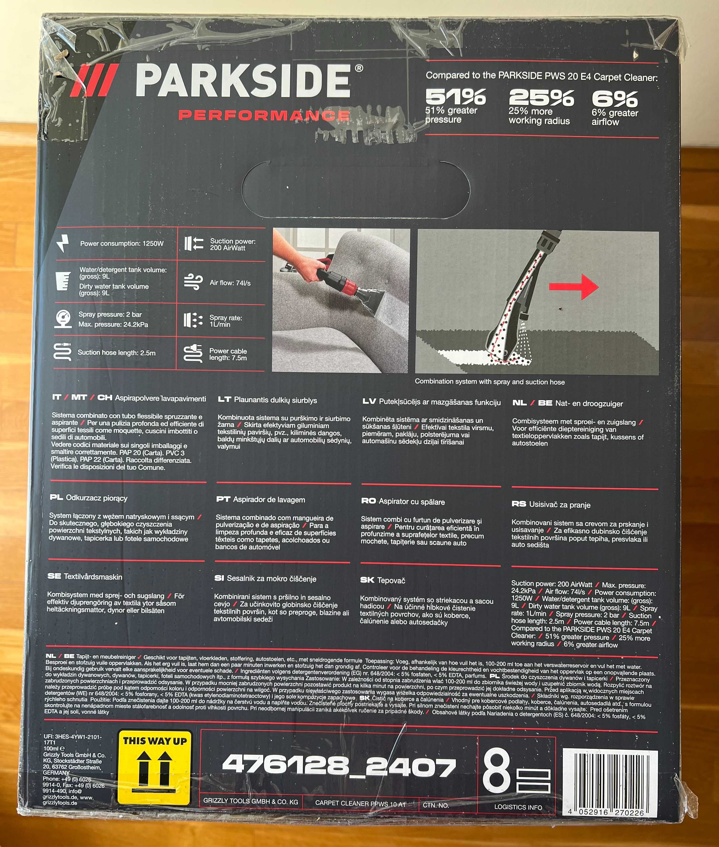 Odkurzacz piorący Parkside Performance PPWS 10 A1 2025 NOWOŚĆ
