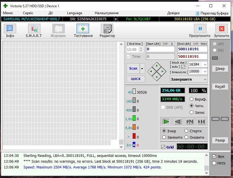 Samsung 256gb SSD M2
