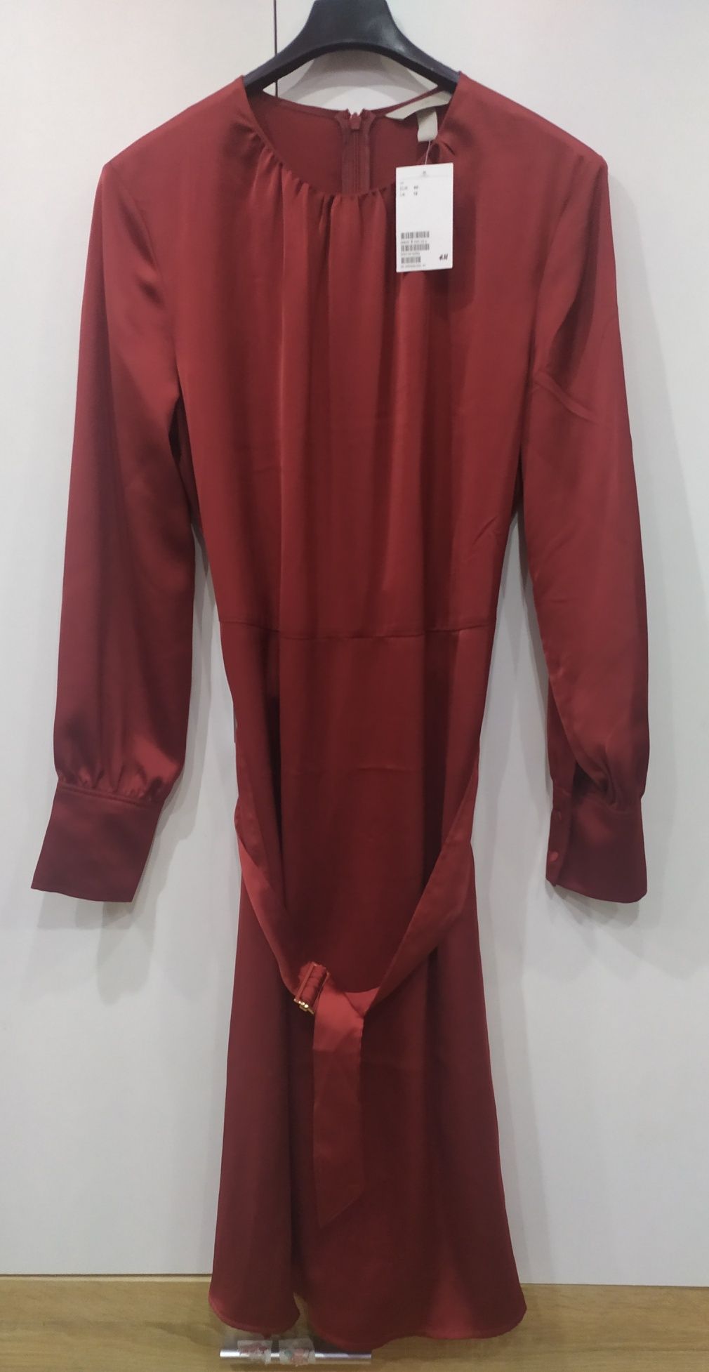 Zwiewna NOWA sukienka H&M, 40, 170-92A, czerwono-bordowa