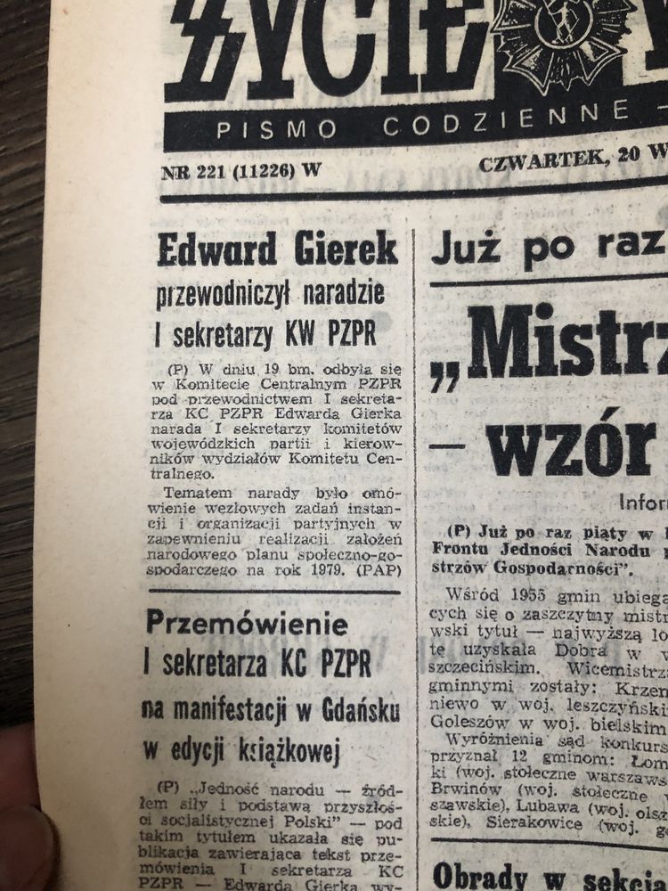 Gazeta Życie Warszawy 1979 20 wcześnie czwartek