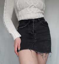Czarna krótka jensowa spódniczka mini 34 XS 100% bawełna
