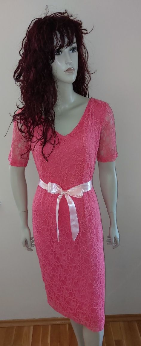 Nowa Sukienka 42 40 XL L koralowy  różowy