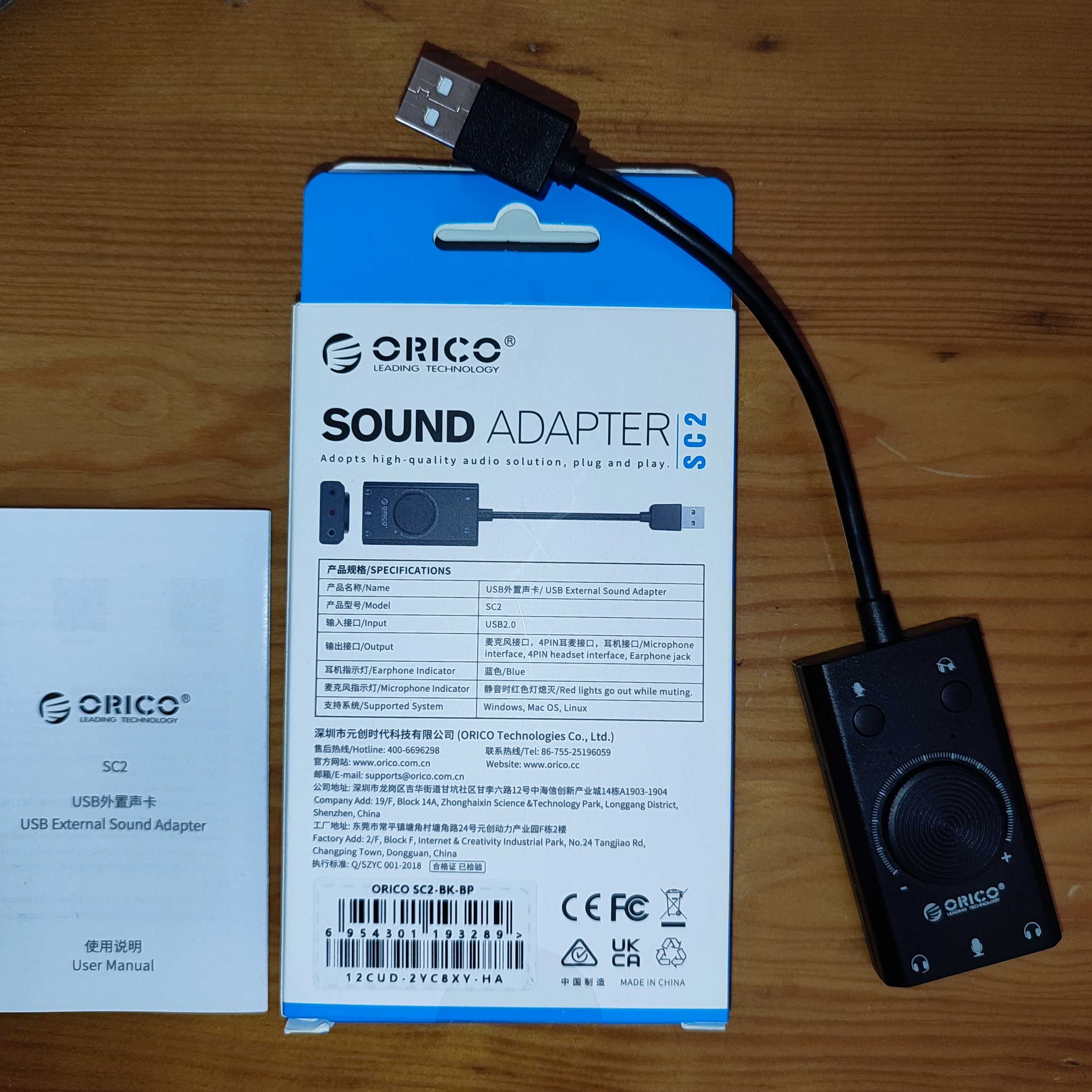 Placa de Som USB - com botão de controlo de VOLUME - com garantia