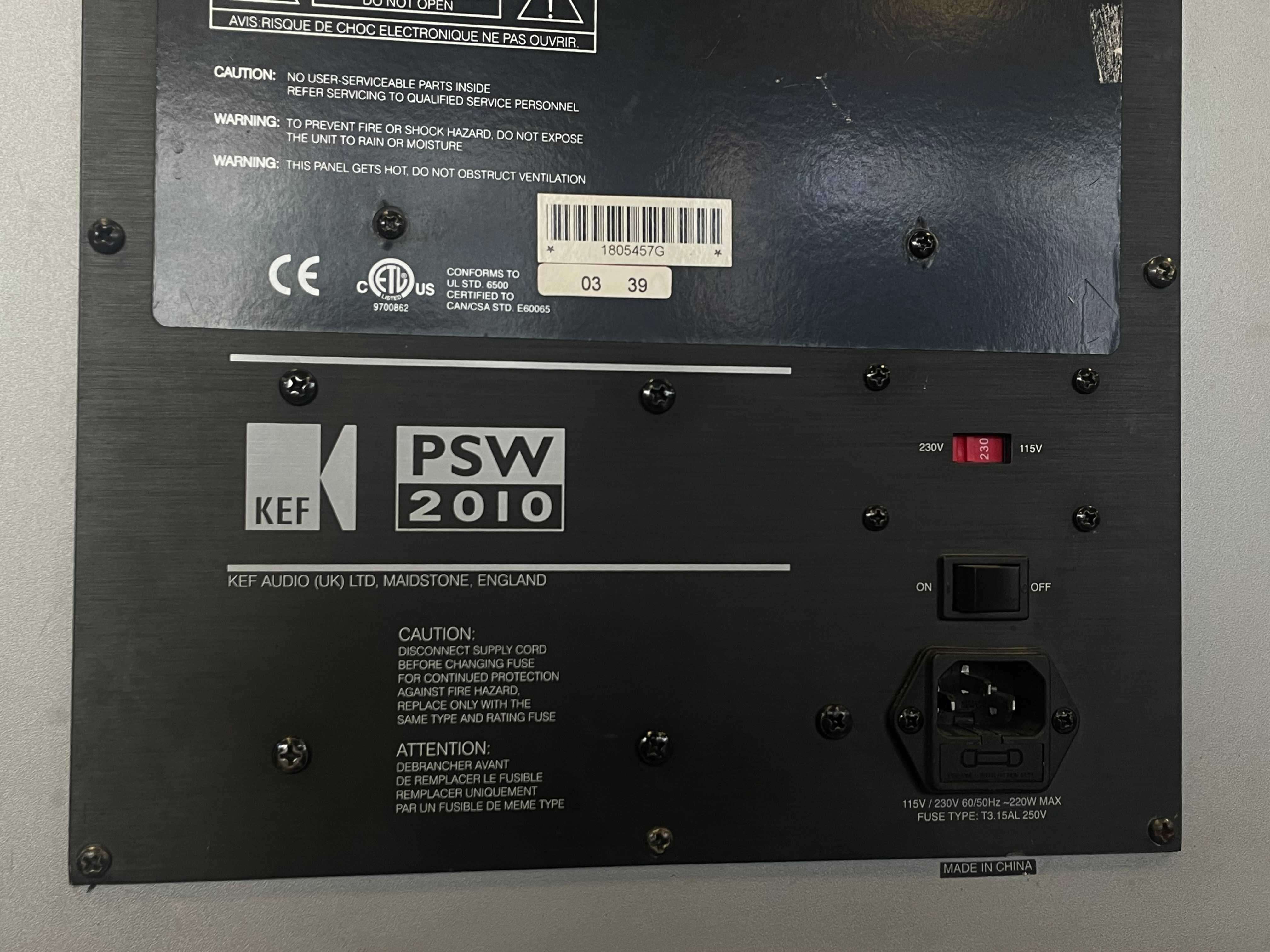 Bas, Subwoofer kina domowego KEF PSW-2010, 250W RMS