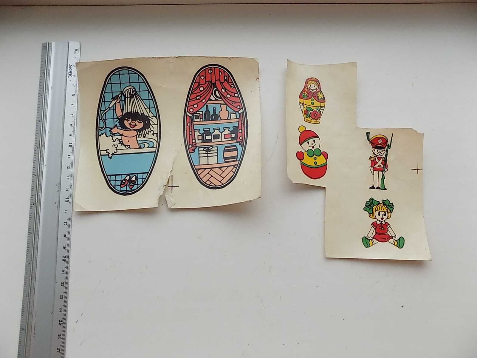 Детские наклейки переводилки СССР Сдвижные картинки Герои детских книг