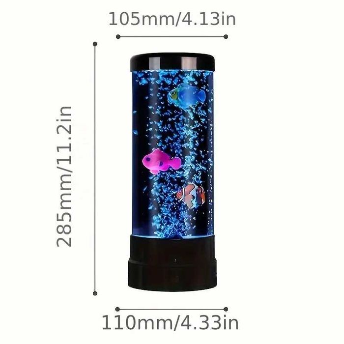 Ночник Аквариум с плавающими рыбками» Bubble Lamp, 7 цветов RGB