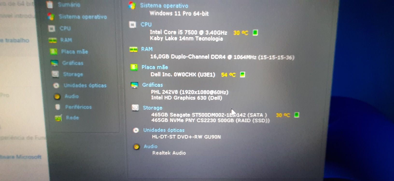 Pç/Torre DELL3050 7ªG|i5.7500-3.4G|16G|HDMI|NVMe512+HDD500|Wifi+BT|W11