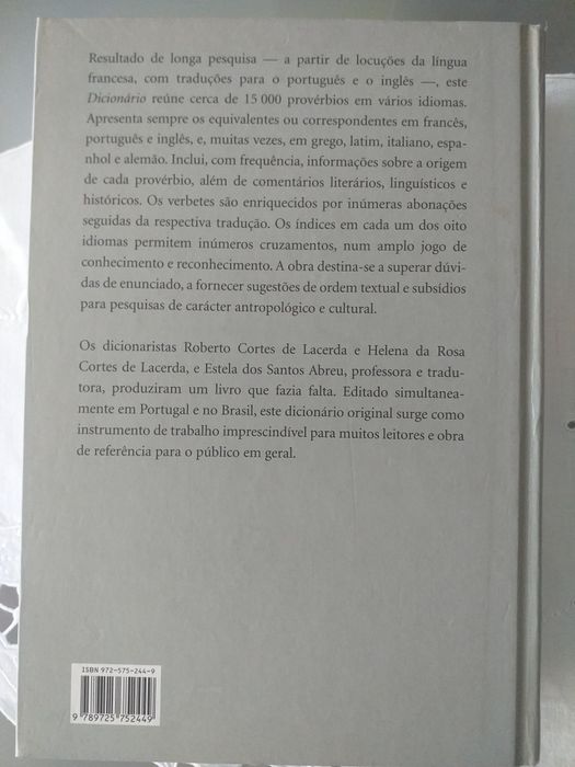 Dicionario de Provérbios *Português*Francês* Inglês.