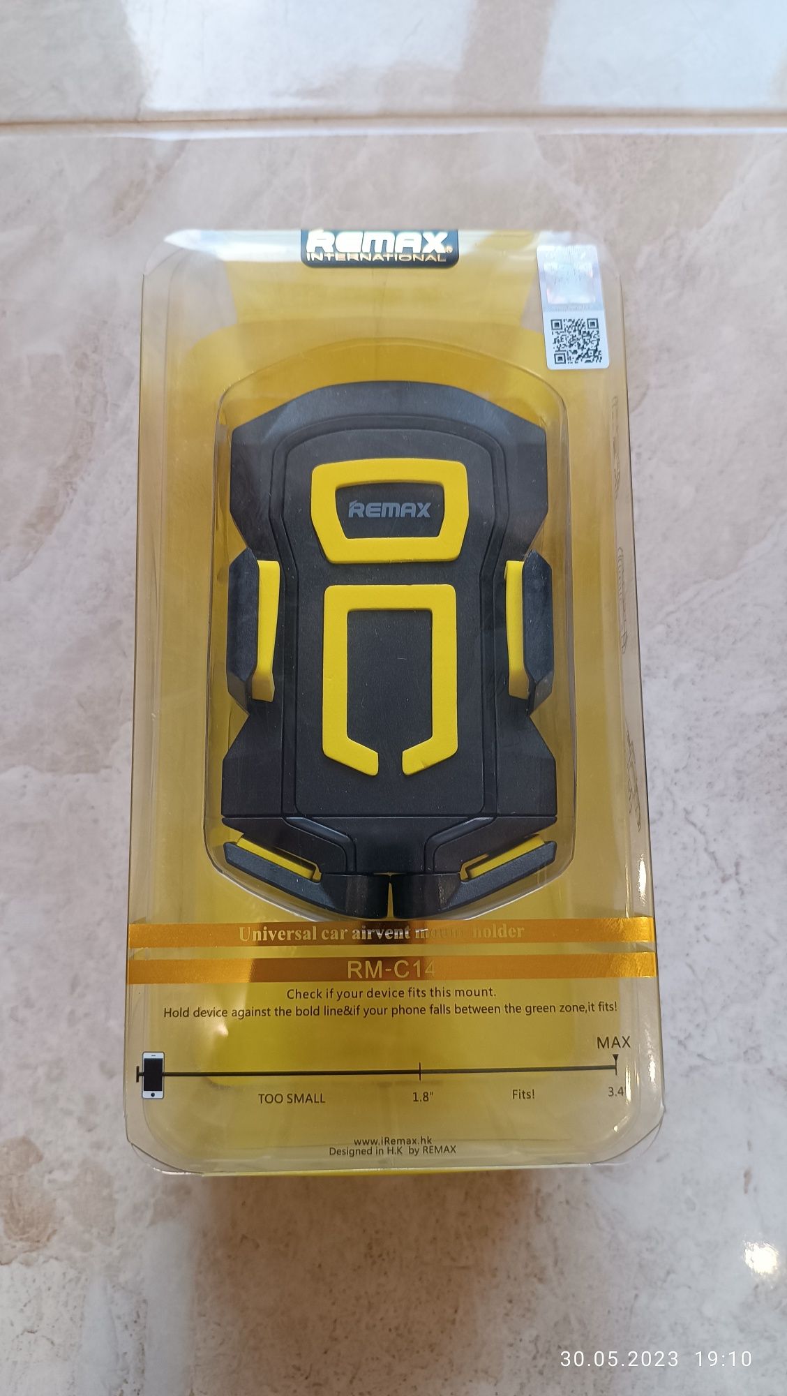 Тримач для телефона авто Remax RM-C14 Black/Yellow. Новий