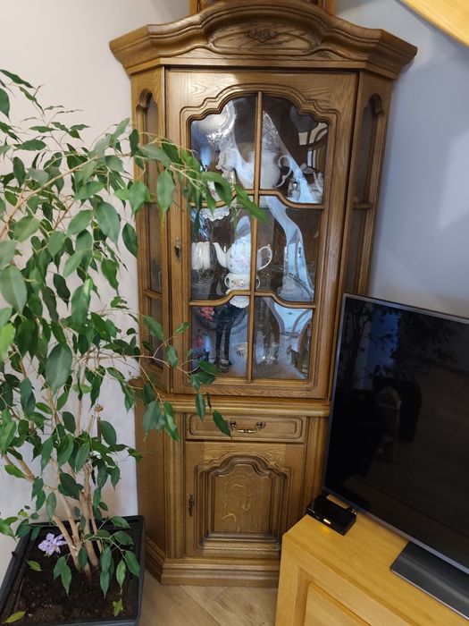 Witryna dębowa narożna super stan