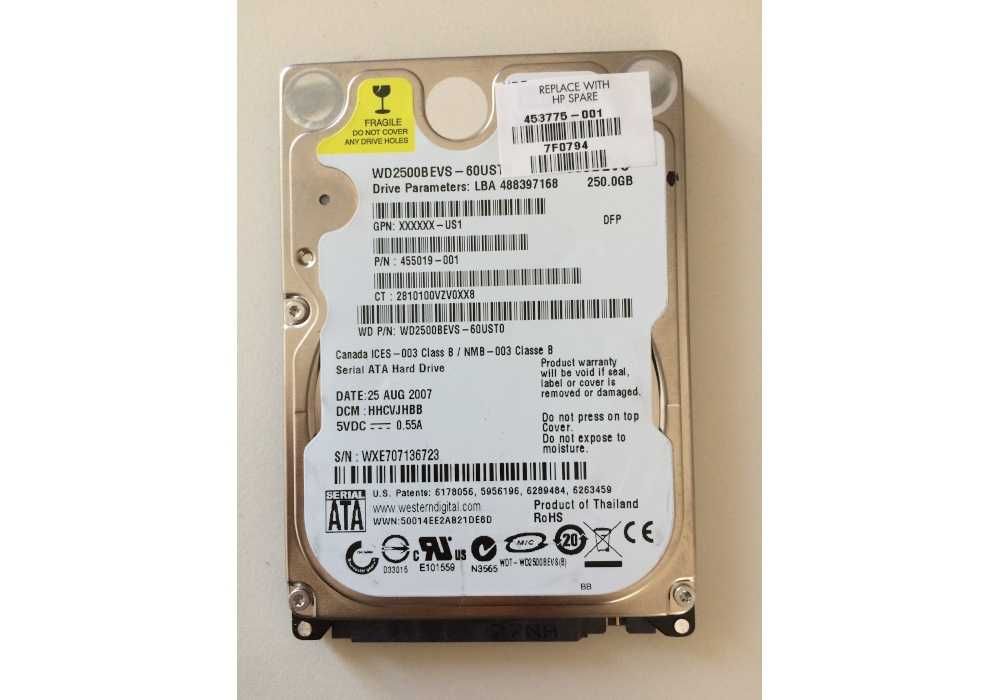 жорсткий диск 250Gb WD Sata HDD з ноутбука Відмінний стан Без дефектів