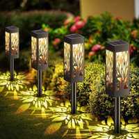 Nowy zestaw lampki lampiony solarne stojące dekoracyjne 4 sztuki