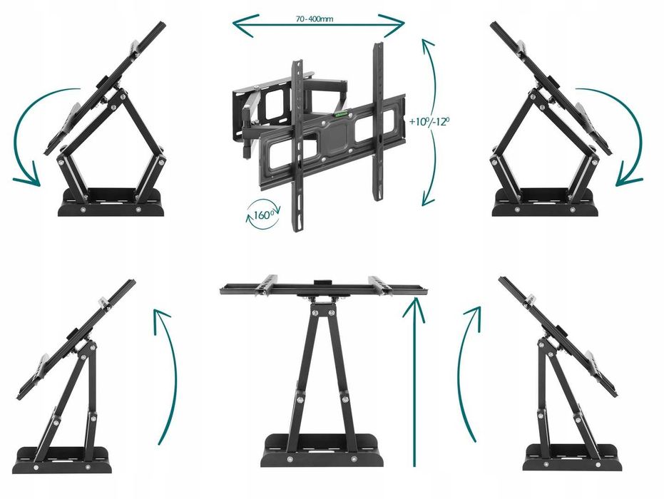Extra Mocny Obrotowy Uchwyt do Telewizora Wieszak TV 25-70 cali