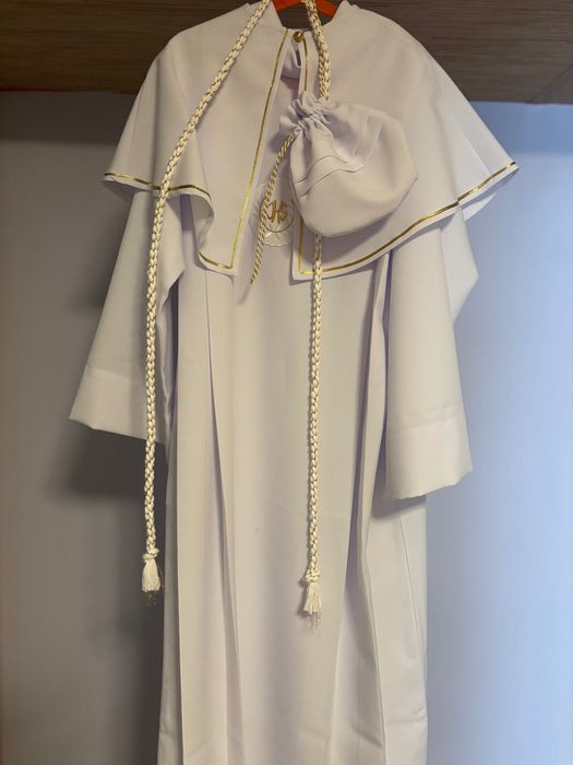 Alba komunijna z dodatkami dla dziewczynki 140 cm