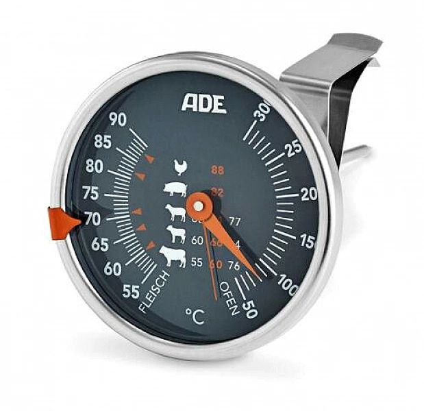 Termometr ADE do mięs, do 300°C, śr. 7,5 x 12,5 cm, stal nierdzewna/sz