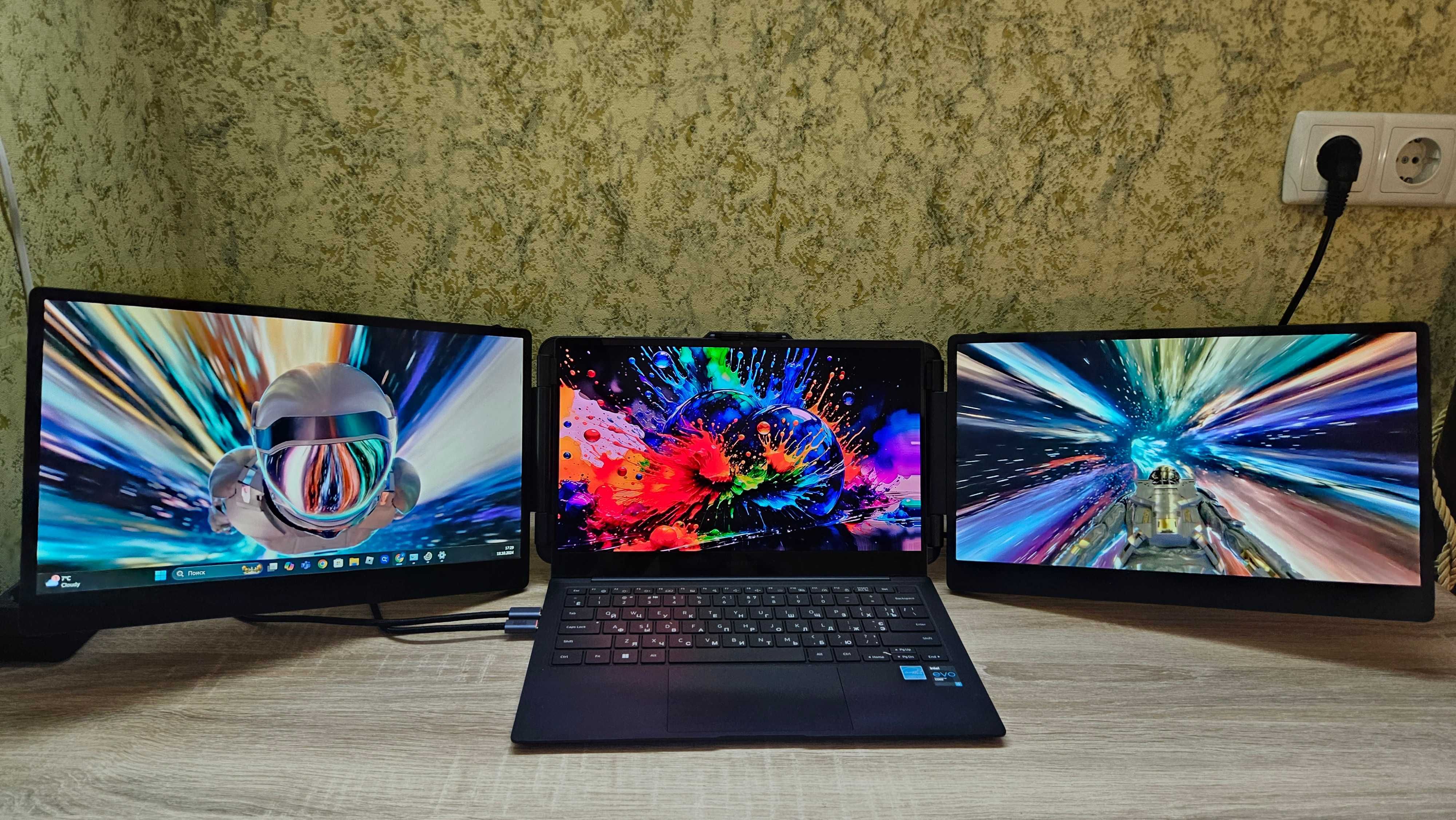 Портативный монитор KEFEYA S3 14"с Двумя дисплеями FHD|IPS|USB C|HDMI