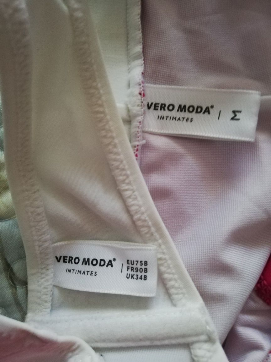 Fuksja-biel bikini kostium kąpielowy Vero moda rozmiar M