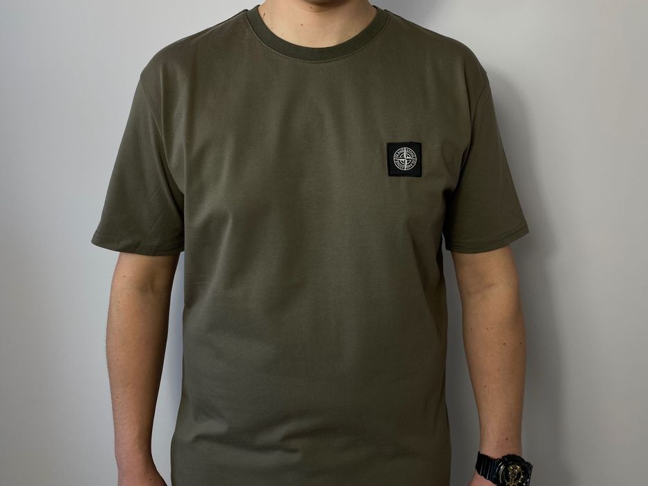 Koszulka t-shirt Stone Island Khaki oliwkowa męska bawełniana XL