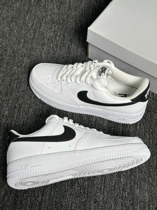 Białe Buty Nike Air Force 1 White Black Leather Roz.44