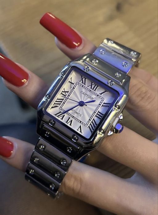 Механічний наручний годинник картьє Cartier Santos silver