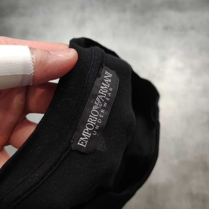 MĘSKA PREMIUM Koszulka Długi Rękaw Bluzka Czarna Emporio Armani Logo