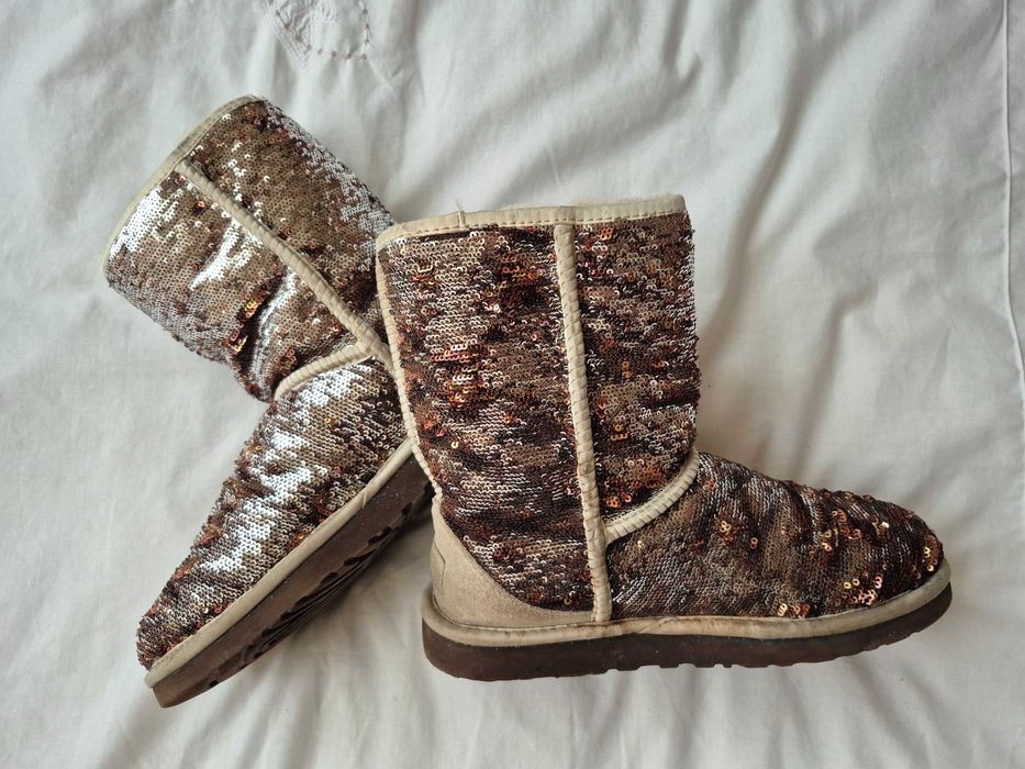 UGG Australia śniegowce botki damskie cekiny złoto rozmiar 38 Oryginał
