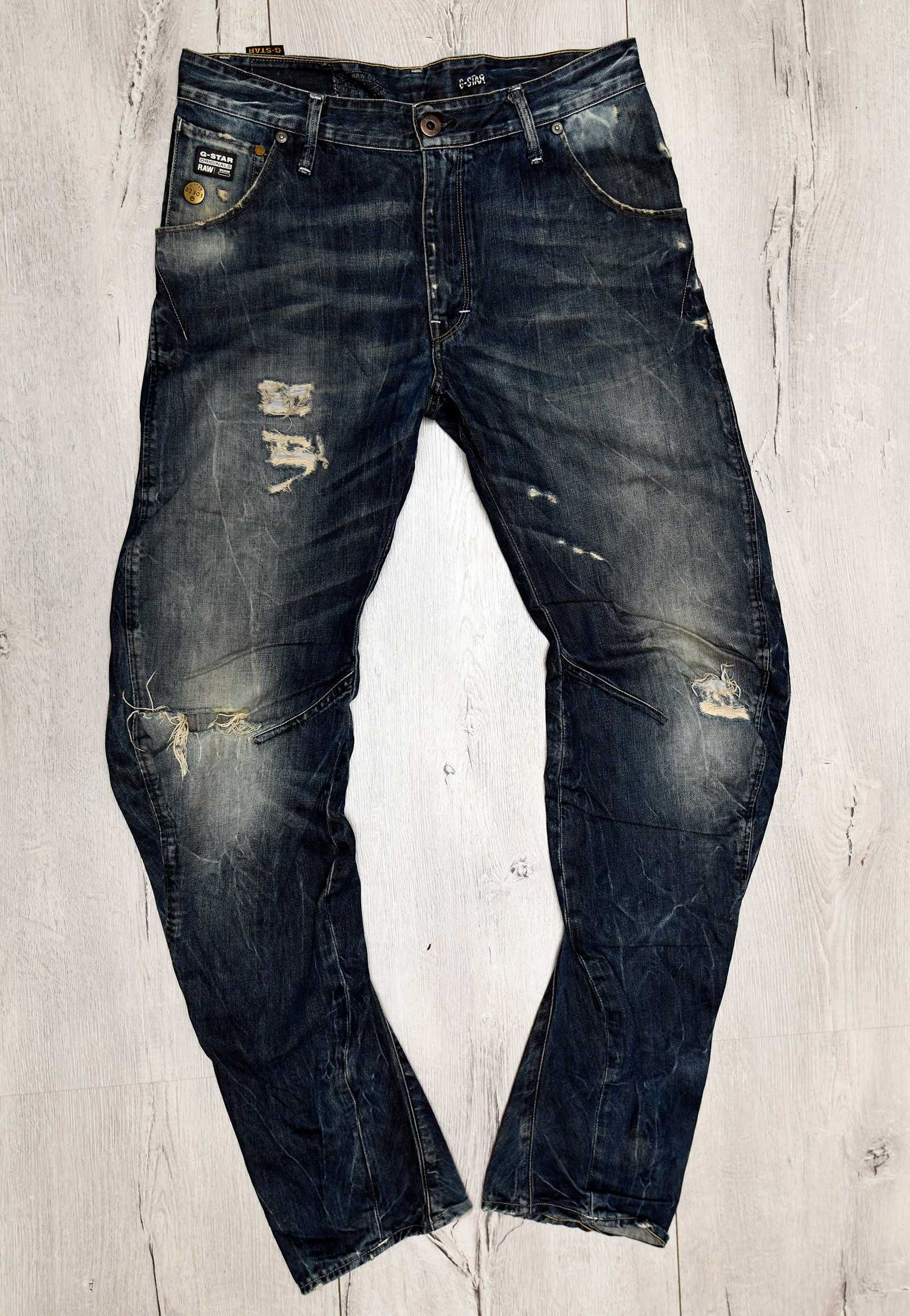 G-STAR, modne spodnie jeansowe vintage tapered r. 32/34