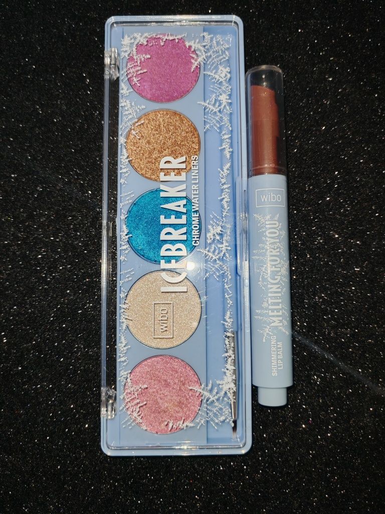 Zestaw kosmetyków Wibo wodny metaliczny eyeliner brokatowa pomadka