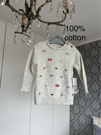 Sweterek sweter w samochody samoloty F and F 62 68 cm Tesco f&f