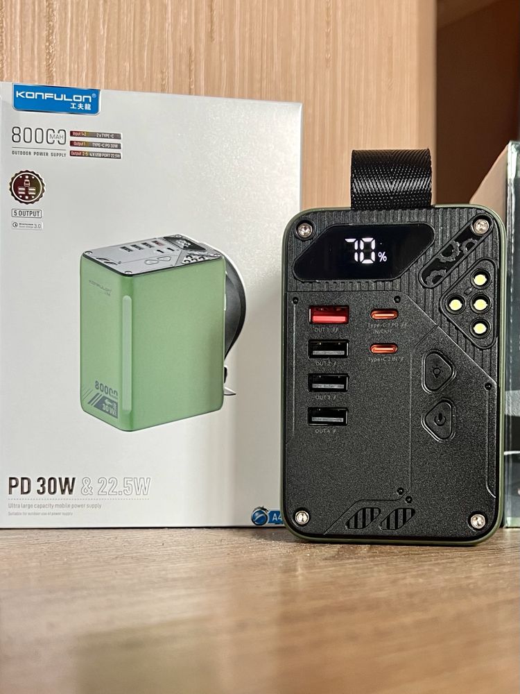 Мощный Power bank 80000. Реальная ёмкость 100% Неубиваемый для военных