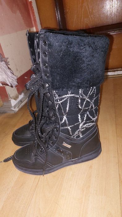 Зимові чоботи, шкіра + шкірзам + текстиль